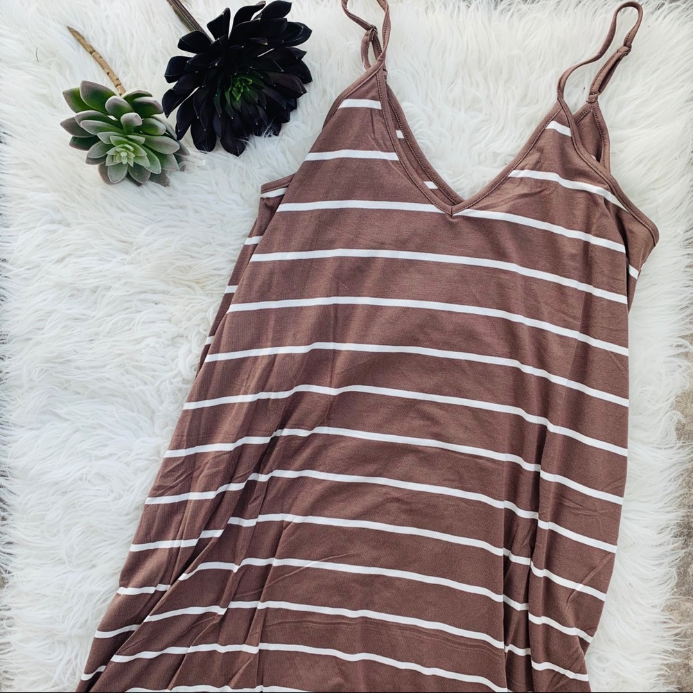 Host Pick 🌿✨ Beautiful Mocha Striped Maxi Dress - Picture 3 of 3